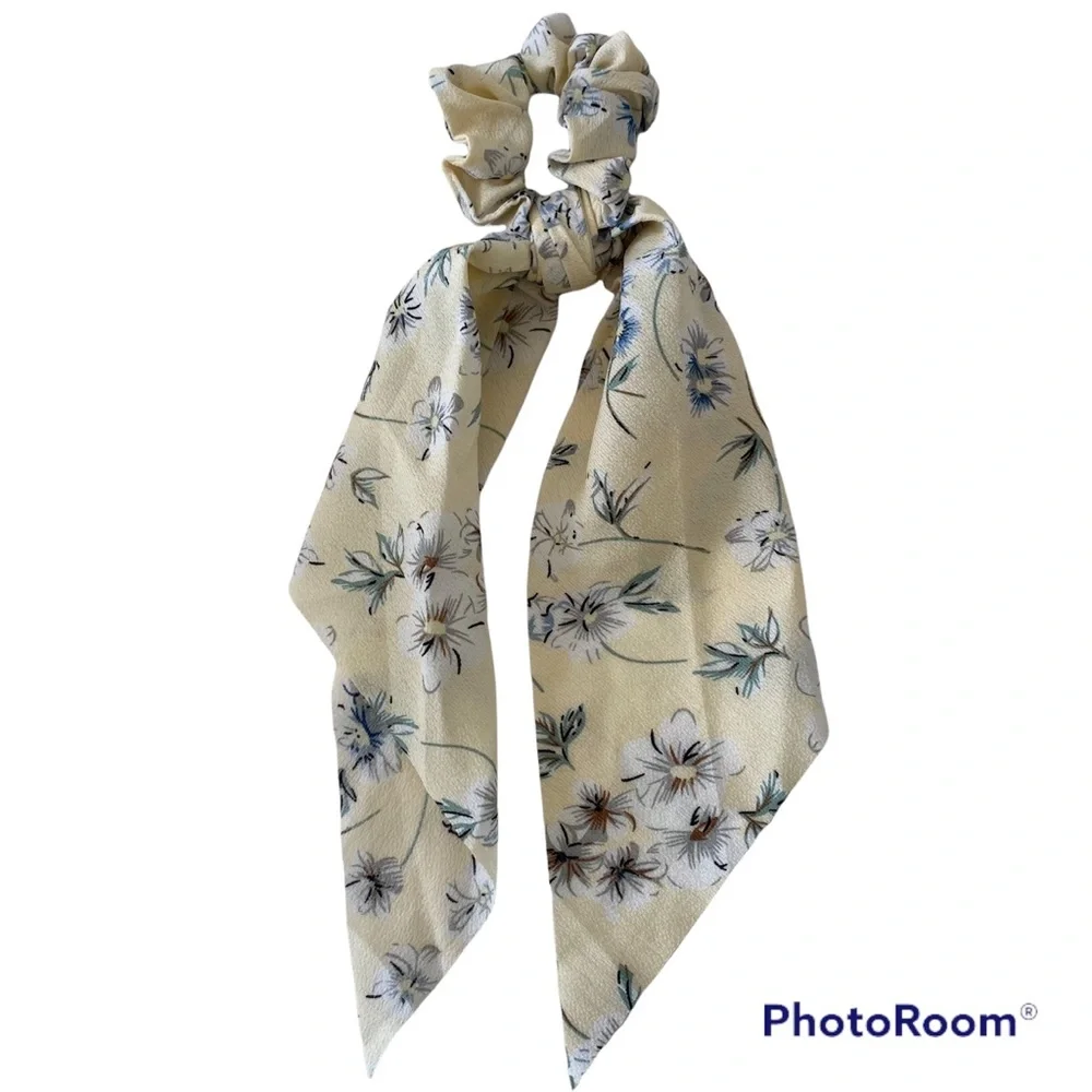 Bundle of Floral and Stripe Hair Scrunchie Scarves Set of 6